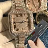 Ontwerper kijkt naar Moissanite Stones -versie horloges roségouden zilveren pass test heren diamant topkwaliteit automatische mechanische beweging luxe vol