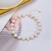 Charm Bracelets Natrual Round Freshwater Pearl For Women Real 18k Yellow Gold Strand Baby Girl Gift 230307321w