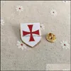 Pins broches 100 stcs mason revers pin christelijke leger kruisvaarder ridders tempelier rood kruis witte schild pennen en badges vrijmetselaars druppel de dh2tm