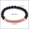 Beaded Strands 10Pc/Set Black Men 8Mm Beads Bracelet Set For Women Healing Energy Bracelets Handmade Jewelry Drop Delivery Dhjtv