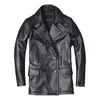 Men's Leather Faux Leather Men's Genuine Leather Jacket Male Cowhide Overcoat Autumn Winter Business Coat Trench Style Double Breasted Clothes Calfskin 230307