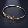 Bangle Luxurious Three Hollow Heart Bracelets&Bangles For Woman Gold Silvery Simple Crystal Wedding Gifts Fashion Jewelry 2023