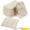Natural Sisal Soap Bag Saver Holder Pouch Bath Toilet Supplies Exfoliating Shower Mesh Soaps Storage Bags Drawstring Foaming Easy Bubble