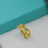 18K gold Plated Double knot ring classic designer ring women rope knot wedding gift factory wholesale With dust bag