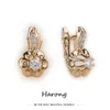 Charm Harong Luxury Copper Flower Crystal Stud Earrings Female Gold Color Metal Small Earring Jewelry Accessories Gift For Woman Girl G230307