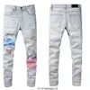 Modeheren jeans coole stijl luxe ontwerper denim pant benkeurde gescheurde gebiker zwart blauw Jean slanke fit motorfiets maat 28-404GMJ