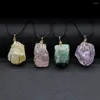 Anhänger Halsketten Natürliche Fluorite Halskette Irregural Amethyst Rosenquarze für Frauen, die DIY Jewerly Geschenk 30-50mm machen