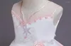 Robes d'été pour filles, tenue de princesse coréenne, sans manches, imprimé fleur blanche, défilé pour enfants, 2023