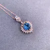 Chaînes bijoux fins collier rond et pendentif topaze bleue fiançailles fête de mariage luxe Design Sexy