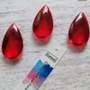 Chandelier Crystal Camal 10pcs 36mm Red Smooth Teardrop Prisms Pendant Lamp Parts Hanging Ornament Wedding Home Decoration