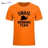 Men's T-skjortor Snail Running Team Novelty Shirt Men rolig bomull Kort ärm O Neck Tshirt Summer T-shirt för streetwear