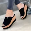 Sandali Pantofole Estate Zoccoli Zeppe Retro Bocca di pesce Sandali di grandi dimensioni Donna Tacco alto Piattaforma Tinta unita Scarpe taglie forti Sandali 230306