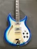 New 381-12 String Semi Hollow Body Blue Electric Guitar White Pickguard R Bridge