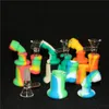 Rökande rör silikon bong vatten rör vattenpipa kisel olje riggar mini bubbler bongs vattenpipa gratis glas skål nektar dabber verktyg dab rigg