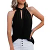 Camiseta sin mangas de gasa con cuello Halter para mujer