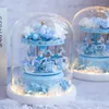 Decoratieve beeldjes Big Deal Carousel Music Box Immortal Flower Glass afgewerkt ornament Birthday Bruiloft Gift