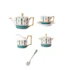 Dinnerware Sets European Tea Drinkable Set Ceramic Coffee Golden Rim Milk Teapot Ancient Style Kettle Sugar Can Cup Dish Big