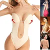 Body moldeador sin costuras para mujer, ropa moldeadora con cuello en V profundo, moldeador de cuerpo, entrenador de cintura sin espalda, corsé acolchado de realce para mujer