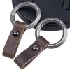 Nyckelringar Super Fine Simpleleather TC4 Ti Round Keychain Solid Titanium Snap Spring Lock Quick Release Carabiner Key Ring Safet