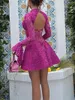 Casual Dresses Women Lace Dress Princess Long Sleeve Half High Neck Solid Color Side Zipper Split Club Party Mini