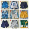 Toppkvalitet alla lag basketballshorts bara kort retro sportkläder Justdon baseball med ficklakare Sweatpants byxa hög sömd storlek S-XXL