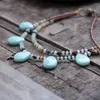 Hänge halsband mode naturligt vatten droppa amazonite sten pärlor halsband för kvinnor flickor fröa lotus chokers flerskikt