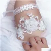 Gelin jartiyer beyaz dantel çiçek seksi rhinestones inciler düğün bacak kemeri romantik uyluk jartiyer yüzük kadınlar için gelin aksesuarları dro dhvva