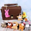 Plush Dolls 24pcs/set Mini Animal Plush Toy Set Cute Small Stuffed Animal Keychain Bear Rabbit Doll Toy Bag Pendant Car Key Chain For Kids 230307