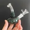 Glass Bongs Water Pipes 4.1inch Lake Green Thick Bent Neck Glass Bongs Colorful Smoking Pipe Recycler Oil Dab Rig percolator 14mm clear Bowl Joint for Smokers
