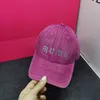 Muimui Baseball Cap Designer Women Man 14Colors Summer Letter Crystal Designer Denim Material Washable Style 8 Colors Casquette 862 Mui-Mui Cap