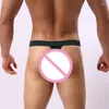 Underpants Men's Sexy Briefs Nylon Gay Underwear Men Exposed Buttocks Thong Comfortable Jockstrap T Back Breathable Tanga