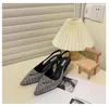 Luxury rhinestone High Heel Sandals Designer Women's Pointy High-Heeled Shoes Fashion Sexy Summer Party Wedding Sandal High Quality Lady Slipper Beach Shoe 023