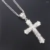 Pendant Necklaces Religious Fashion Christian Cross Necklace For Couples Inlaid Aaazircon Charm Party Jewelry Wholesale