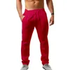 Mens Pants Straight Loose Cotton Linen Breathable Solid Color Trousers Sports Streetwear Wear 230307