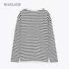 Women's T-Shirt WAVLATII Women Striped Long Sleeve T-shirts Female Streetwear Autumn Spring Cotton Tees Tops WLT2110 230307