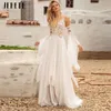 Party Dresses Jeheth Elegant Chiffon V Neck Boho Wedding Dres Beach Applices Spaghetti Stems Off Shoulder Open Back Bridal Gown 230306