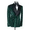 Men's Suits Green Velvet Men Slim Fit 2 Piece/Pearl Embroidery Advanced Customization Costume Homme/Wedding Groom Jacket Pants Outfit