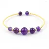 Bangle KFT Natural Crystal Quartz Amethysts Lapis Lazuli Reiki 6 мм-10 мм круглые бусинки Каменные браслеты для женщин-ювелирных изделий для женщин ювелирные изделия