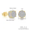 チャームZhouyang Hip Hop Stud Stud Earrings Luxury for Men Gold Color Punk Jewelryアイスアウトジルコンレトロレディースアクセサリー