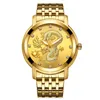 Armbandsur Män tittar på Golden Dragon 3D -skulptur Dial Luxury Fashion Top Brand unik handled för manlig klocka Relogio Masculin