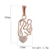 Pendant Necklaces Women Mens 585 Rose Gold Color Mother Baby With Crystal Heart Jewelry NecklacePendant