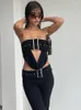 Tanques femininos Button Super-Short Sexy Corset Top Women Women Slim Pullover Roupeding-Sem Navel Bodycon Black One Piece Streetwear