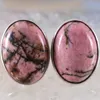 Pierścienie klastra pierścień Kamień naturalny owalny Pink Różowy Rhodonite Regulowany palec dla kobiet biżuteria Prezent Cabochon Z121