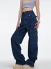 Pantalon grande taille femme Y2K Streetwear jean pour femmes mode décontracté taille haute en vrac Denim automne conception pantalon droit femme 230306