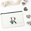 Cosmetic Bags & Cases Flowers Alphabet Bag For Makeup Organizer Mini Women's Travel Storage Pouch Handbags Make Up Woman