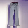 Jeans femininos Monbeeph Mulheres jeans da cintura alta de 4 vias finas calças de lápis finas de pernas leves