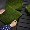 Decorative Flowers 9pcs Artificial Grass Turf Tile Interlocking Self-draining Mat Permeable Backing Lawn Floor Deck Tiles