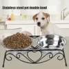 مغذيات الكلب الأوعية S مزدوجة الفولاذ المقاوم للصدأ غير القابل للصدأ غير القابل للتغذية Pet Cat Puppy Food Food Feeder for Supplies 230307