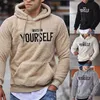 Men's Hoodies & Sweatshirts Stylish Pullover Pocket Plush Men Letters Hoodie Sweatshirt Hooded