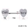미국 섹시한 편지 하트 젖꼭지 링 스테인레스 스틸 혀 반지 바 바디 바디 보석 보석 선물 선물과 모래
